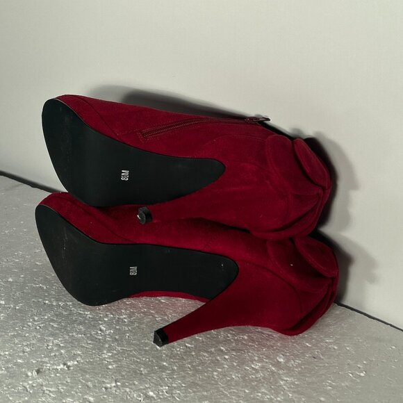 IMPO SZ 8.5 Vintage Red Suede Stiletto Ankle  Bootie Party Club Sexy Boho Retro - Picture 8 of 9
